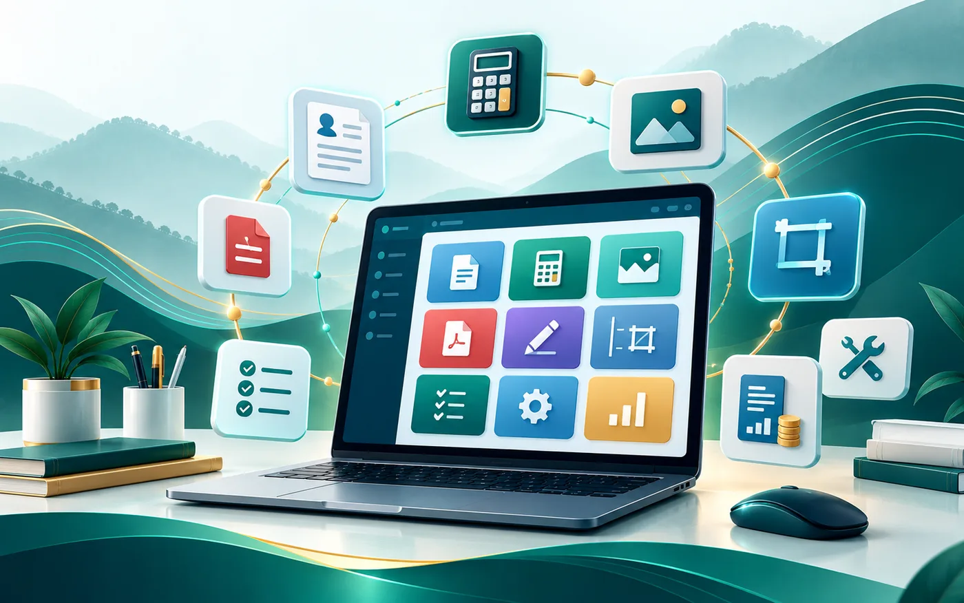 Digital utility tools illustration